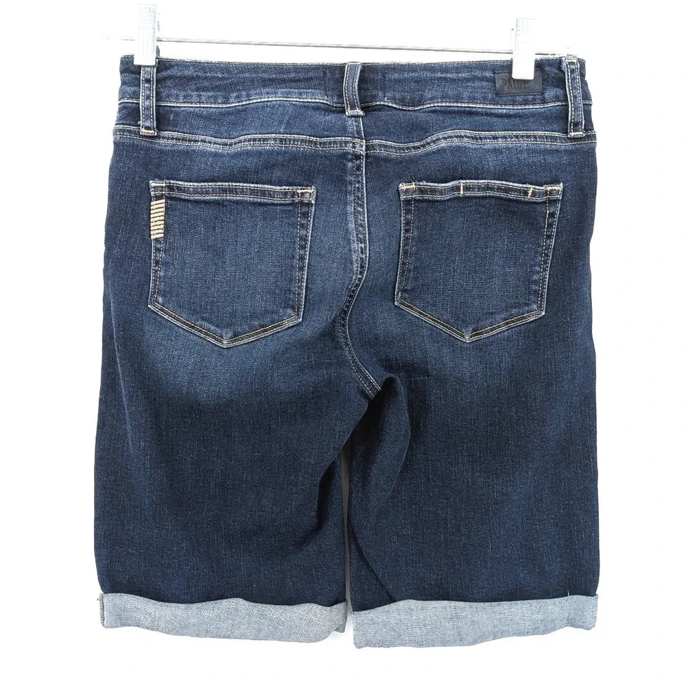 Paige Jax Long Length Denim Shorts Sz 28 Dark Wash‎ Burmuda Walking Short Modest